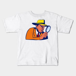 Detective with Magnifying Glass Retro Kids T-Shirt